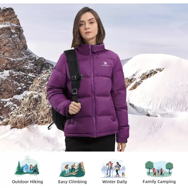 CAMEL CROWN Womens Warm Down Jacket Oversized Lightweight Cotton Down Coat Warm Winter Coats Zip Insulated Puffer JacketDark Purple