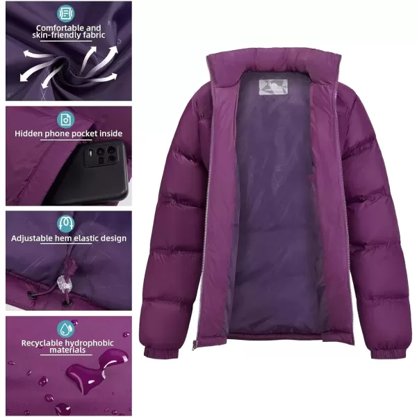 CAMEL CROWN Womens Warm Down Jacket Oversized Lightweight Cotton Down Coat Warm Winter Coats Zip Insulated Puffer JacketDark Purple