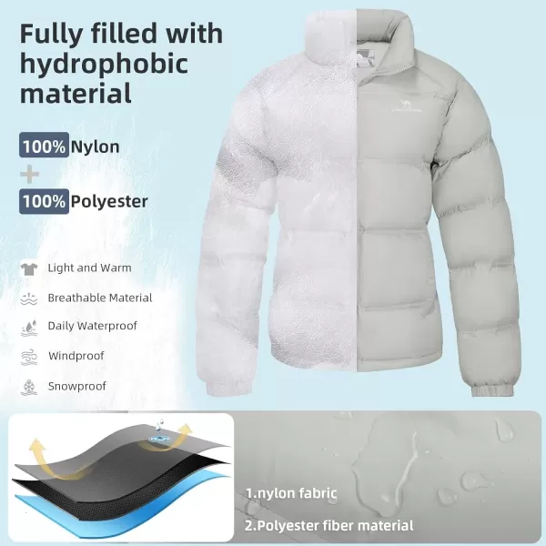 CAMEL CROWN Womens Warm Down Jacket Oversized Lightweight Cotton Down Coat Warm Winter Coats Zip Insulated Puffer JacketLight Gray