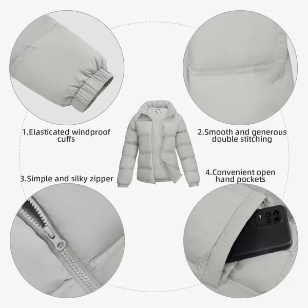 CAMEL CROWN Womens Warm Down Jacket Oversized Lightweight Cotton Down Coat Warm Winter Coats Zip Insulated Puffer JacketLight Gray