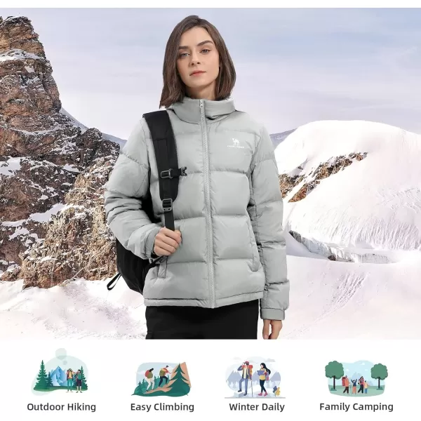 CAMEL CROWN Womens Warm Down Jacket Oversized Lightweight Cotton Down Coat Warm Winter Coats Zip Insulated Puffer JacketLight Gray