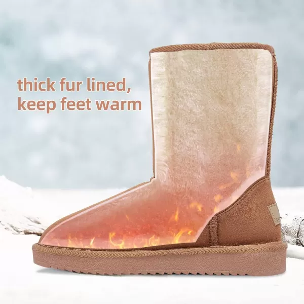 CAMEL CROWN Womens Warm Fur Snow Boots Slip On Winter Boots Classic Short Boot Cute Mid Calf Bootie for OutdoorCamel