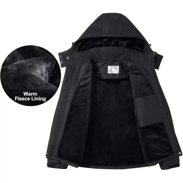 CAMEL CROWN Womens Warm Winter Ski Jackets Waterproof Snow Coat with Hood Mountain Windproof Rain JacketBlack