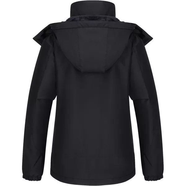 CAMEL CROWN Womens Warm Winter Ski Jackets Waterproof Snow Coat with Hood Mountain Windproof Rain JacketBlack