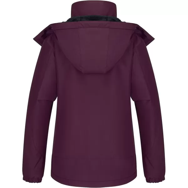 CAMEL CROWN Womens Warm Winter Ski Jackets Waterproof Snow Coat with Hood Mountain Windproof Rain JacketDark Purple