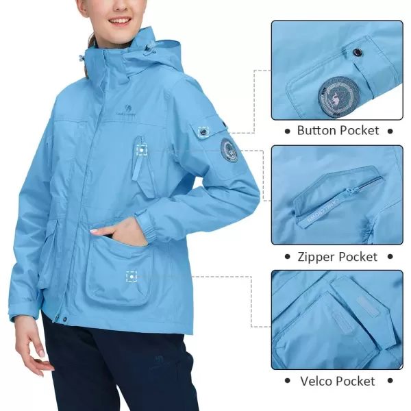 CAMEL CROWN Womens Waterproof Ski Jacket 3in1 Windbreaker Winter Coat Fleece Inner for Rain Snow Outdoor HikingLight Blue415020