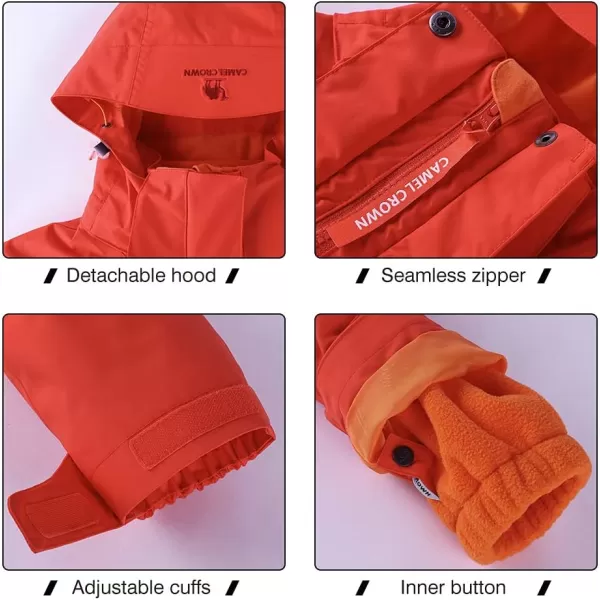 CAMEL CROWN Womens Waterproof Ski Jacket 3in1 Windbreaker Winter Coat Fleece Inner for Rain Snow Outdoor HikingOrange415020