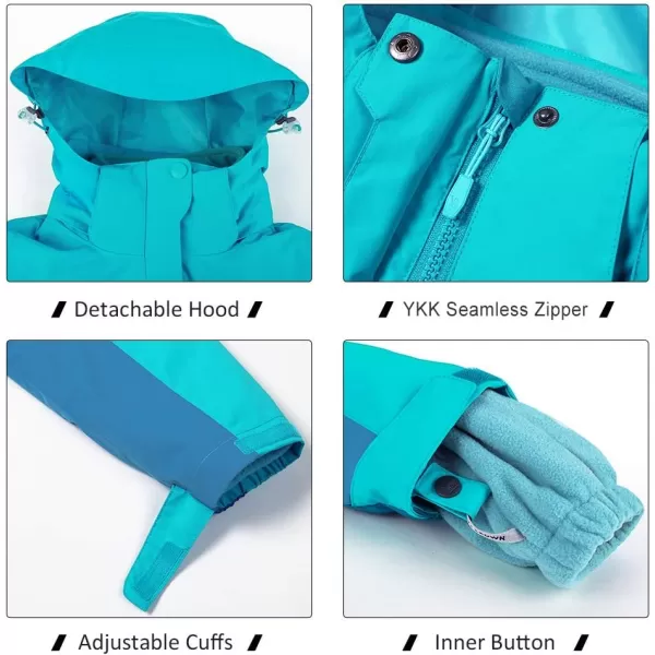 CAMEL CROWN Womens Waterproof Ski Jacket Winter Coat Windbreaker Fleece Inner Detachable Hood Snow Hiking OutdoorBlue109