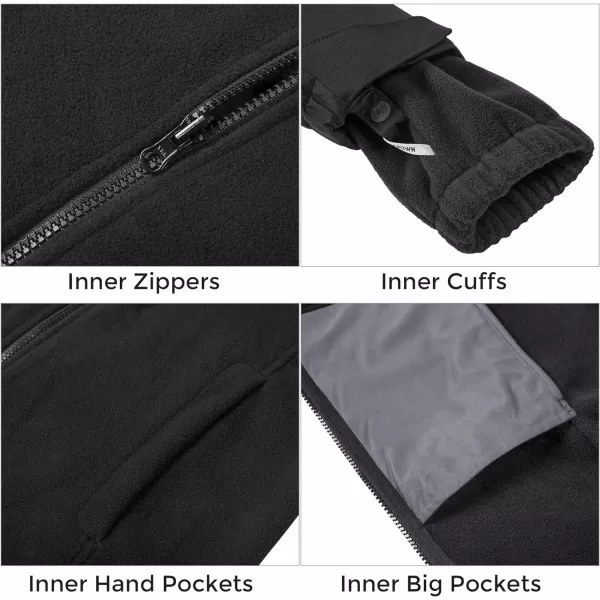 CAMEL CROWN Womens Waterproof Ski Jackets 3 in 1 Snowboard Jackets Hooded Winter Coats Fleece Windbreaker Warm Snow JacketsBlack