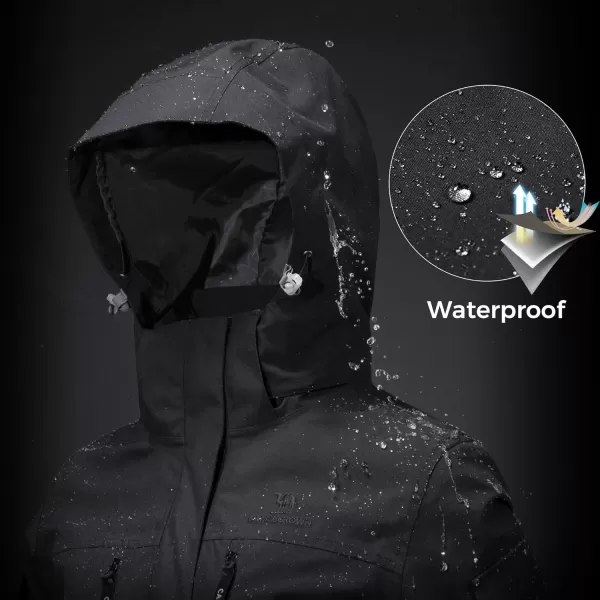 CAMEL CROWN Womens Waterproof Ski Jackets 3 in 1 Snowboard Jackets Hooded Winter Coats Fleece Windbreaker Warm Snow JacketsBlack