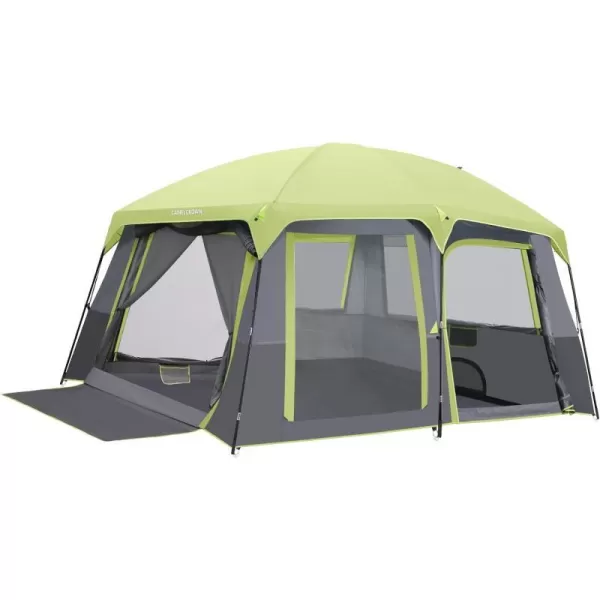 CAMEL CROWN Camping Tents 10 Person Family Cabin Tent with 2 Doors and 4 Windows Large Multiple Room Tent with Floor Mats Tents for Camping Outdoor HikingGreen