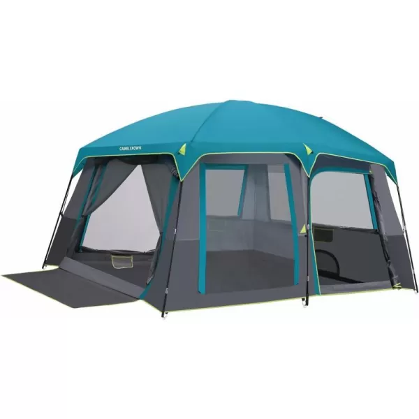 CAMEL CROWN Camping Tents 10 Person Family Cabin Tent with 2 Doors and 4 Windows Large Multiple Room Tent with Floor Mats Tents for Camping Outdoor HikingSteel Blue