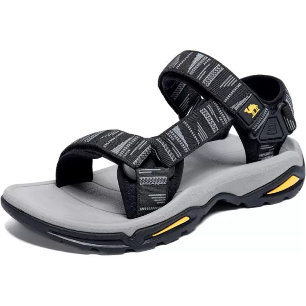 CAMEL CROWN Mens Waterproof Hiking Sandals with Arch Support Open Toe Summer Outdoor Beach Water Comfortable Sport SandalsBlack Grey