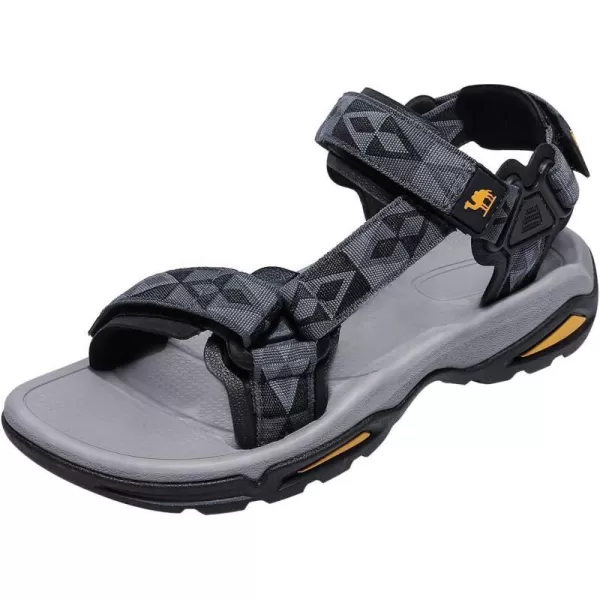 CAMEL CROWN Mens Waterproof Hiking Sandals with Arch Support Open Toe Summer Outdoor Beach Water Comfortable Sport SandalsGreyBlack