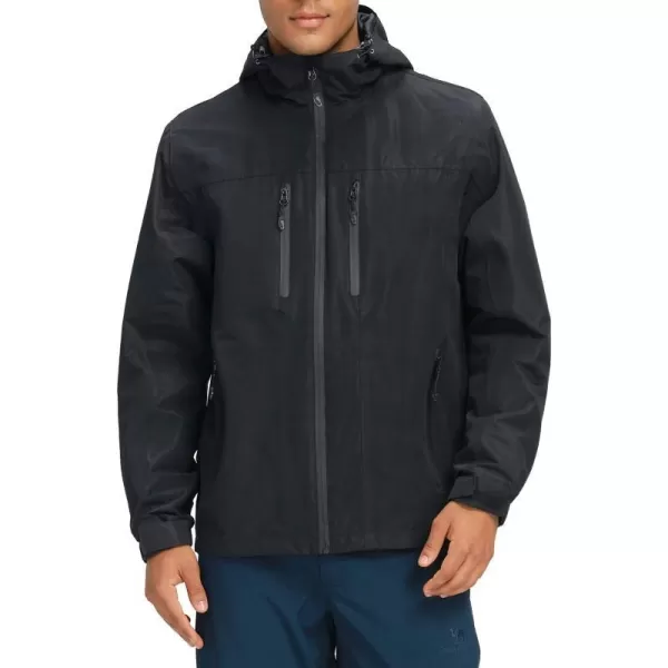 CAMEL CROWN Mens Waterproof Shell Jacket Windbreaker Hooded Rain Coat for Outdoor Hiking Climbing TravelingBlack