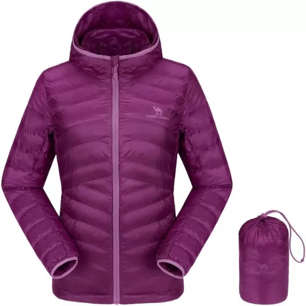 CAMEL CROWN Womens Lightweight Hooded Down Jacket Packable Puffer Insulated CoatsPurple