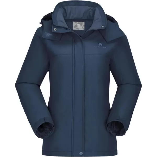 CAMEL CROWN Womens Ski Jacket Thicken Winter Snow Coat Warm Fleece Mountain Waterproof Female Jacket Hooded WindbreakerBlue