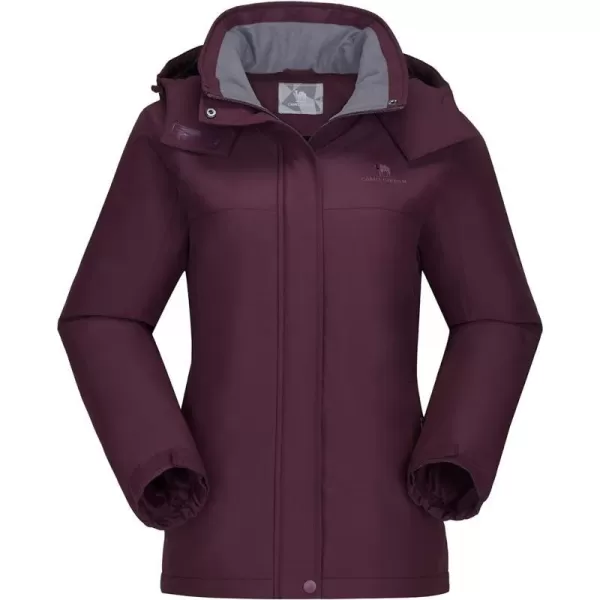 CAMEL CROWN Womens Ski Jacket Thicken Winter Snow Coat Warm Fleece Mountain Waterproof Female Jacket Hooded WindbreakerDark Purple