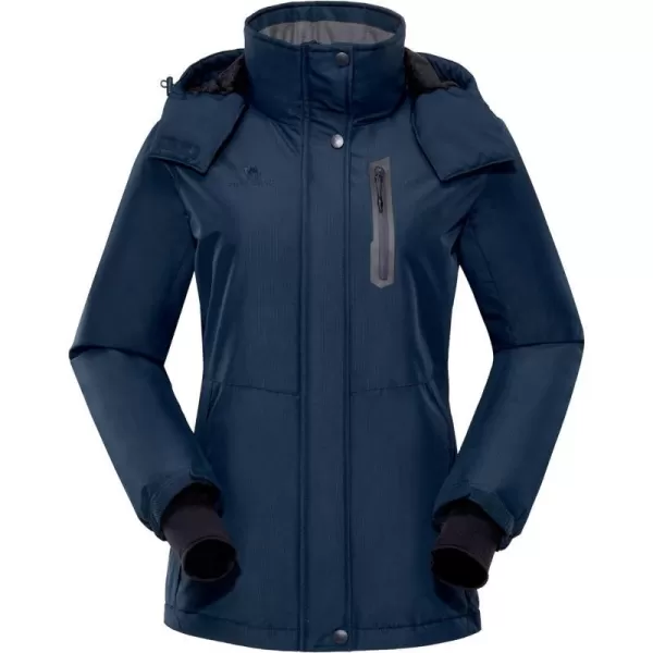 CAMEL CROWN Womens Ski Jacket Waterproof Warm Winter Snow Coat Hooded Mountain Outdoor Windbreaker Windproof JacketDark Blue