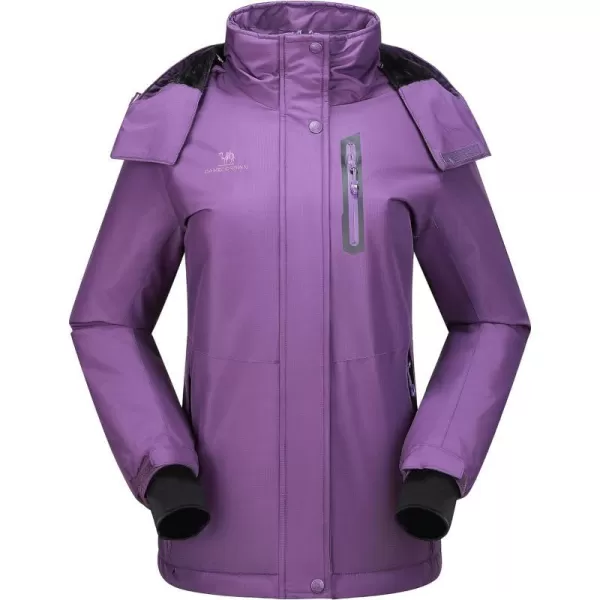 CAMEL CROWN Womens Ski Jacket Waterproof Warm Winter Snow Coat Hooded Mountain Outdoor Windbreaker Windproof JacketPurple New