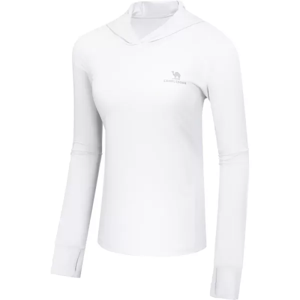 CAMEL CROWN Womens UPF 50 Sun Shirt with Hoodie Long Sleeve UV Protection Lightweight Quick Dry Hiking Tops Fishing OutdoorWhite