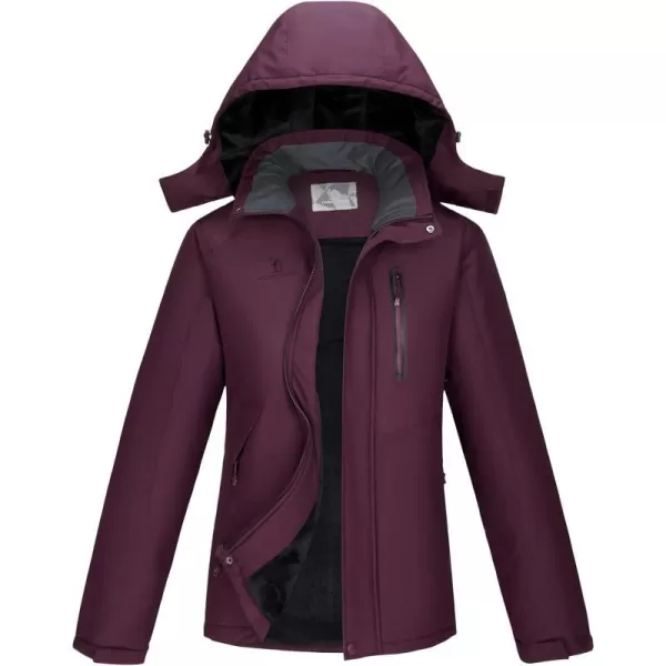 CAMEL CROWN Womens Warm Winter Ski Jackets Waterproof Snow Coat with Hood Mountain Windproof Rain JacketDark Purple