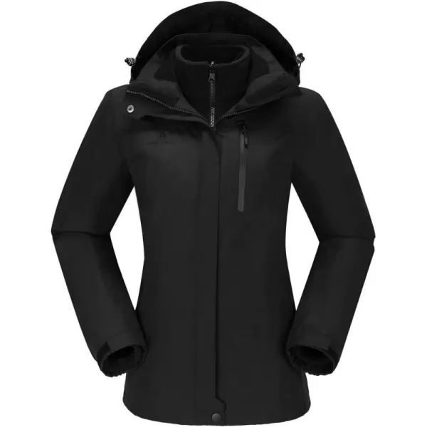 CAMEL CROWN Womens Waterproof Ski Jacket Winter Coat Windbreaker Fleece Inner Detachable Hood Snow Hiking OutdoorBlack109