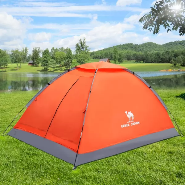 CAMEL CROWN 234 Person Camping Tent with Removable Rain Fly Easy Setup Outdoor Tents Water Resistant Lightweight Portable for Family Backpacking Camping Hiking TravelingOrange2 person