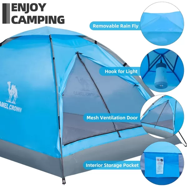 CAMEL CROWN 234 Person Camping Tent with Removable Rain Fly Easy Setup Outdoor Tents Water Resistant Lightweight Portable for Family Backpacking Camping Hiking TravelingDark blue2 person