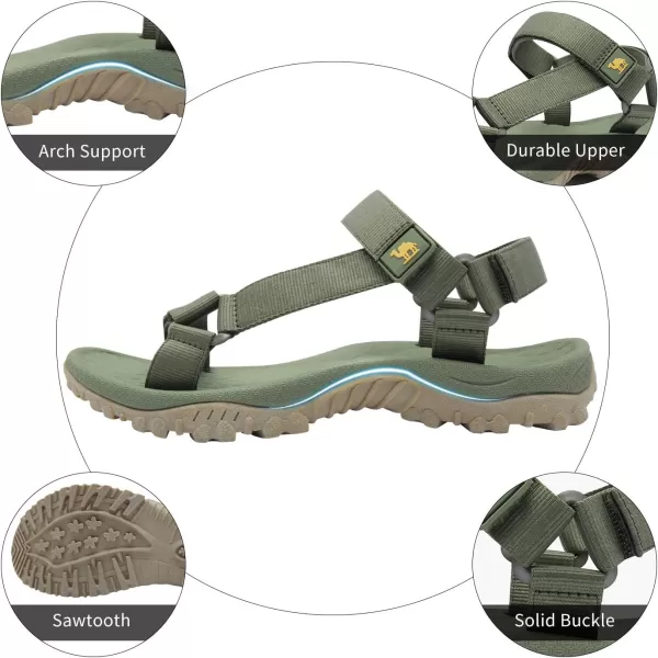 CAMEL CROWN Hiking Sport Sandals for Men Antiskidding Water Sandals Comfortable Athletic Sandals for Outdoor Wading BeachArmy Green