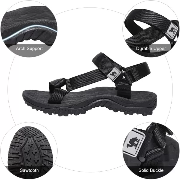 CAMEL CROWN Hiking Sport Sandals for Men Antiskidding Water Sandals Comfortable Athletic Sandals for Outdoor Wading BeachBlack