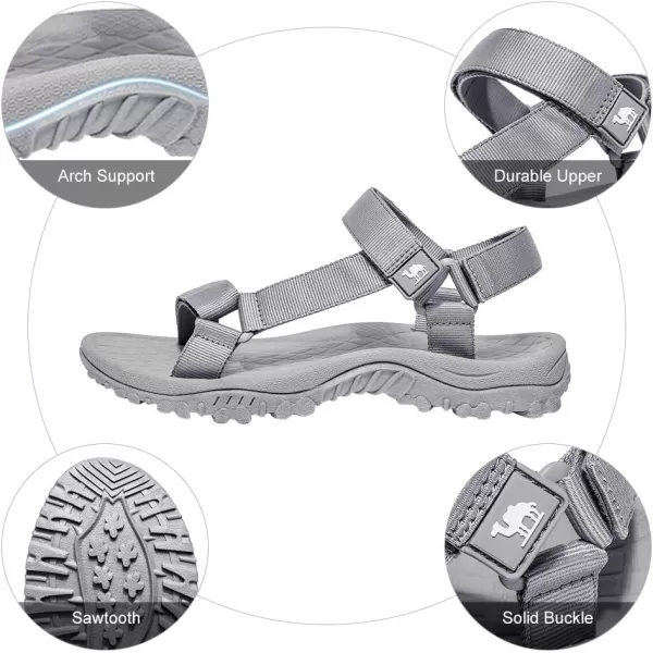 CAMEL CROWN Hiking Sport Sandals for Men Antiskidding Water Sandals Comfortable Athletic Sandals for Outdoor Wading BeachGrey