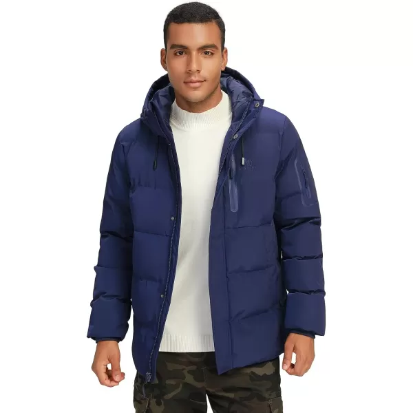 CAMEL CROWN Men Puffer Jacket with Hooded Parkas Thicken Padded Jacket Windproof Outdoor for Winter CoatBlue