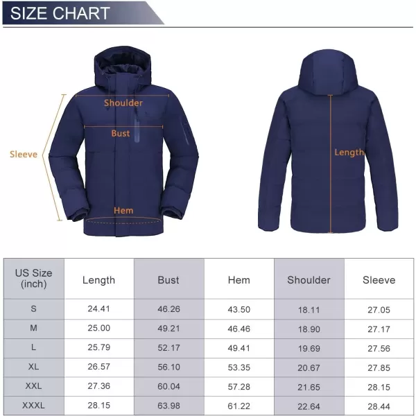 CAMEL CROWN Men Puffer Jacket with Hooded Parkas Thicken Padded Jacket Windproof Outdoor for Winter CoatBlue