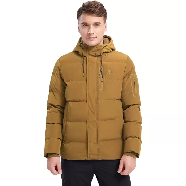 CAMEL CROWN Men Puffer Jacket with Hooded Parkas Thicken Padded Jacket Windproof Outdoor for Winter CoatBrown