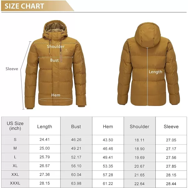 CAMEL CROWN Men Puffer Jacket with Hooded Parkas Thicken Padded Jacket Windproof Outdoor for Winter CoatBrown