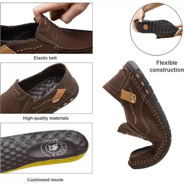 CAMEL CROWN Mens Casual Loafers Slip On Shoes Leather Flexible Walking Shoes for Men Hiking DrivingBlackBrownSize 712Coffee