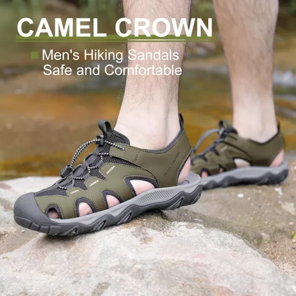 CAMEL CROWN Mens Hiking Sandals Antislipping Athletic Water Shoes with Arch Support Closed Toe Outdoor Summer Camping Sandal for BeachArmy Green