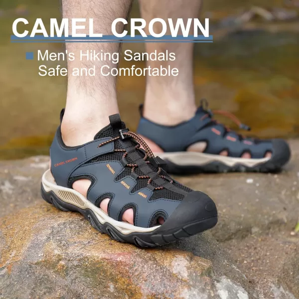 CAMEL CROWN Mens Hiking Sandals Antislipping Athletic Water Shoes with Arch Support Closed Toe Outdoor Summer Camping Sandal for BeachNavy Blue