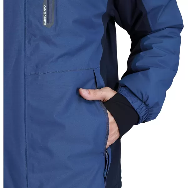 CAMEL CROWN Mens Mountain Snow Waterproof Ski Jacket Detachable Hood Windproof Fleece Parka Rain Jacket Winter CoatBlue