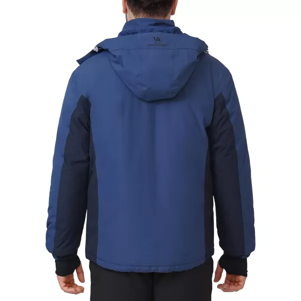 CAMEL CROWN Mens Mountain Snow Waterproof Ski Jacket Detachable Hood Windproof Fleece Parka Rain Jacket Winter CoatBlue