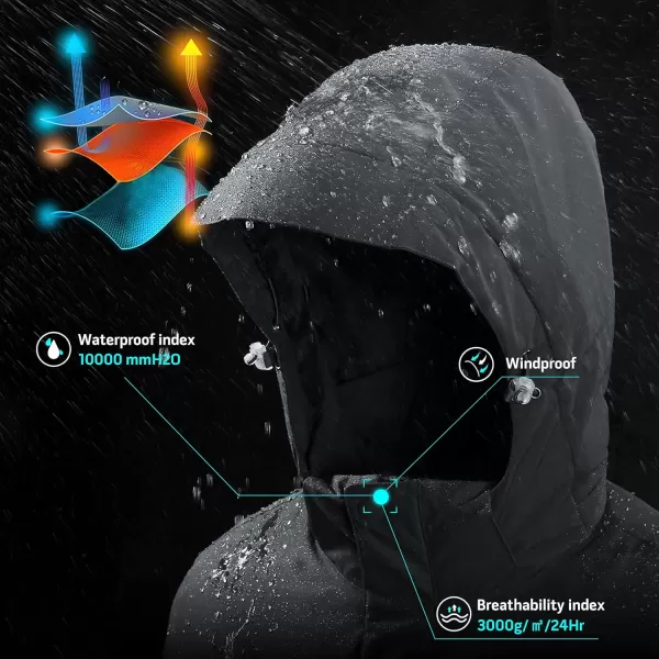 CAMEL CROWN Mens Mountain Snow Waterproof Ski Jacket Detachable Hood Windproof Fleece Parka Rain Jacket Winter CoatDark Gray