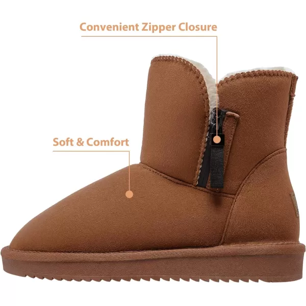 CAMEL CROWN Womens Foldable Snow Boots Warm Fur Winter Boots MidCalf Zipper House Slippers Boots Classic Mini Short Boots for OutdoorBrown07