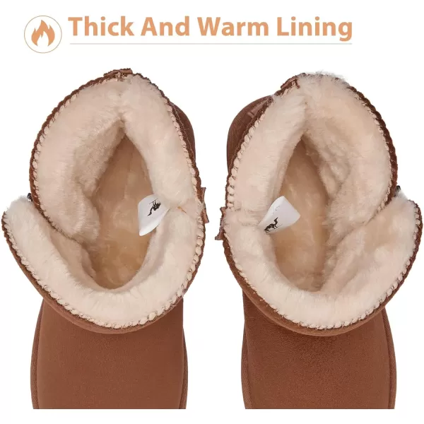 CAMEL CROWN Womens Foldable Snow Boots Warm Fur Winter Boots MidCalf Zipper House Slippers Boots Classic Mini Short Boots for OutdoorBrown07