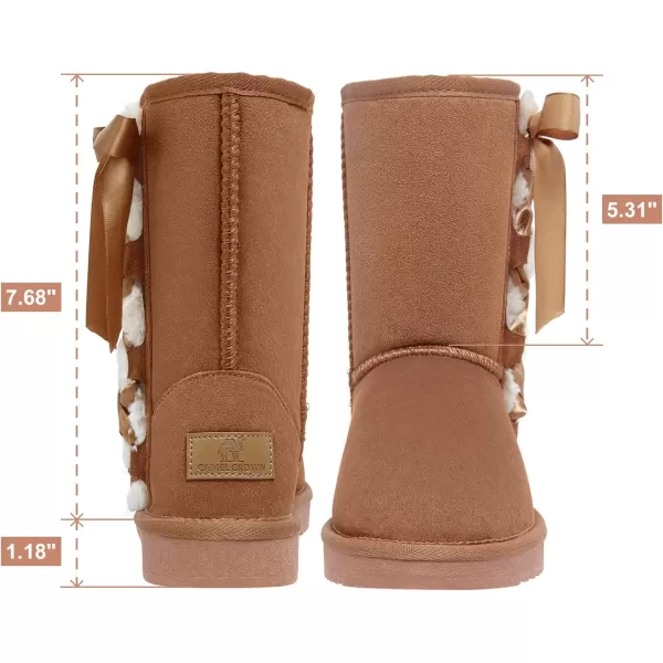 CAMEL CROWN Womens Foldable Snow Boots Warm Fur Winter Boots MidCalf Zipper House Slippers Boots Classic Mini Short Boots for OutdoorCamel36