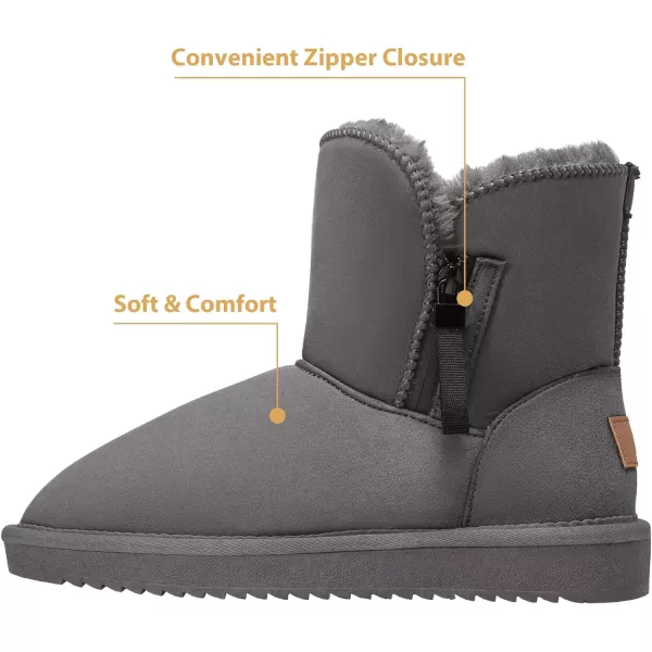 CAMEL CROWN Womens Foldable Snow Boots Warm Fur Winter Boots MidCalf Zipper House Slippers Boots Classic Mini Short Boots for OutdoorGrey07