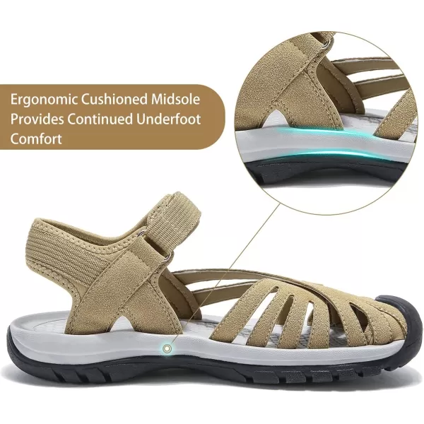 CAMEL CROWN Womens Hiking Sandals Anti Slip Outdoor Sports Summer Beach Comfortable Lightweight Walking Sandals Trekking Sandals Closed ToeApricot