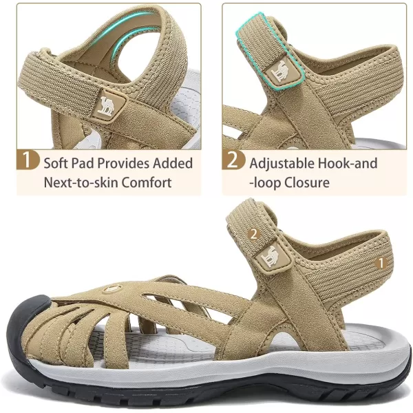 CAMEL CROWN Womens Hiking Sandals Anti Slip Outdoor Sports Summer Beach Comfortable Lightweight Walking Sandals Trekking Sandals Closed ToeApricot