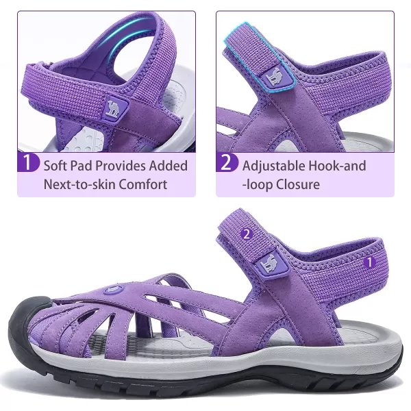 CAMEL CROWN Womens Hiking Sandals Anti Slip Outdoor Sports Summer Beach Comfortable Lightweight Walking Sandals Trekking Sandals Closed ToePurple