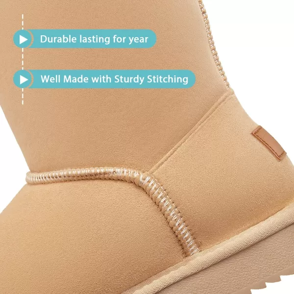 CAMEL CROWN Womens Warm Winter Boots Ankle High Classic Vegan Suede Faux Sheepskin Shearling Snow BootsKhakinew